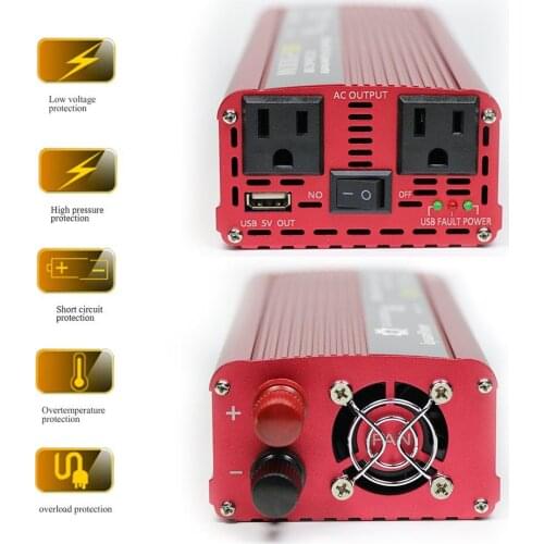 2000W Car Power Inverter DC 12V to AC 110V 120V 60HZ USB Adapter Converter Dual US Socket Auto Accessories