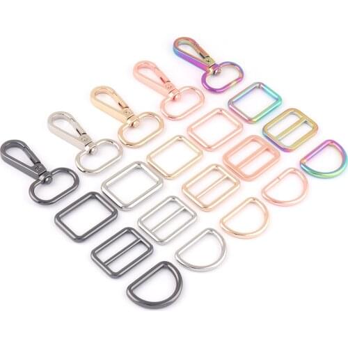 25mm Rainbow Metal Swivel Hook Claw Clasps Slide Strap Buckle D Ring,Dog Collar Hardware Adjuster Backpack Purse Webbing Handbag