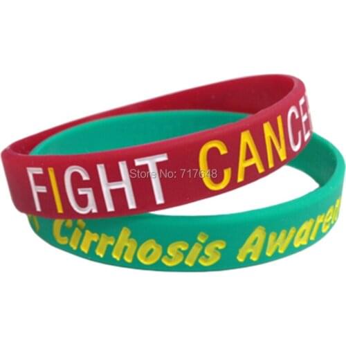 300pcs fight cancer liver cirrhosis awareness silicone bracelets free shipping by FEDEX