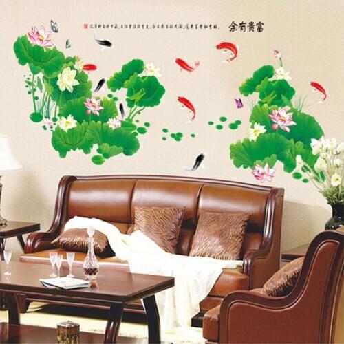 Lotus Leaf 3D Wall Stickers Home Decor Sofa TV Background Decals Living Room Bedroom Removable Poster Mural