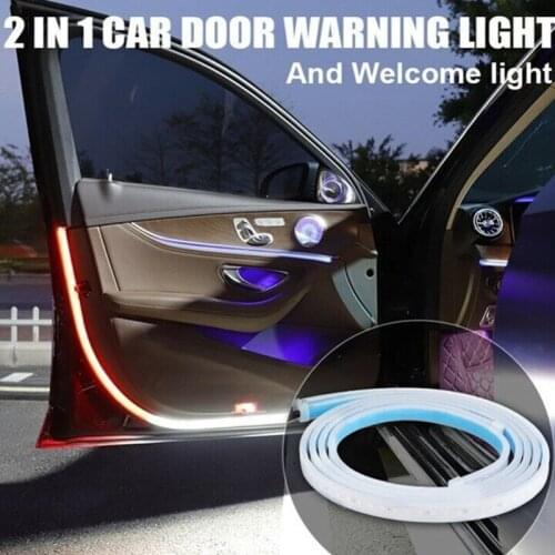 4Pcs Car Door LED Strip Security Warning Lights 1.2 Meter Flashing Streamer Lamp Waterproof Anti-Collision Strobe Strip Light