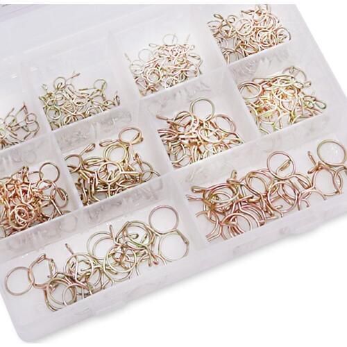 5/6/7/8/9/10/11/12/13/14mm 250Pcs Steel Zinc Plated Fuel Hose Clamps Fasteners Assortment Kit for Motorcycle Scooter ATV