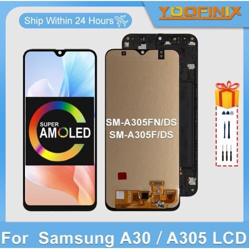 6.4"Super AMOLED For Samsung Galaxy A30 2019 LCD SM-A305F SM-A305FN Display Assembly Replacement Parts For Samsung A305 LCD