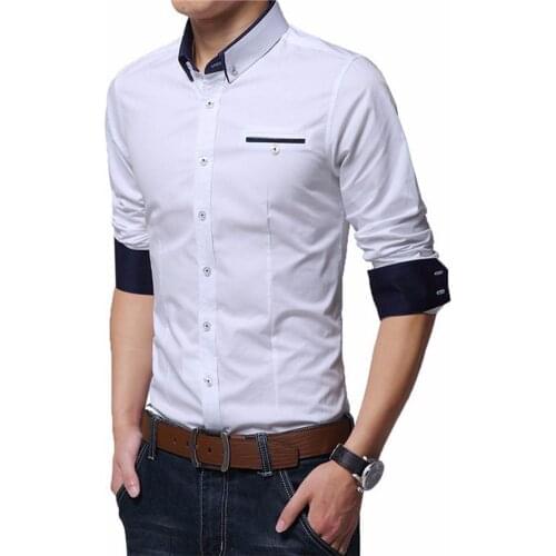 75% Hot Sales!!! Fashion Men Solid Color Long Sleeve Turn Down Collar Shirt Slim Fits Blouse Top
