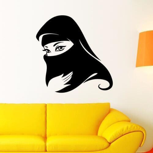 Arabic Islam Lady Muslim Wall Stickers Removable Wallpaper Bedroom Home Decals Decor for Bedroom Background Living Room JG013