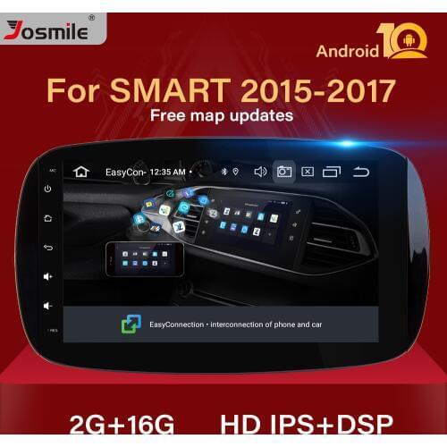 HD IPS DSP 1din Android 10 Car Radio multimedia Player For Mercedes/Benz Smart Fortwo 2016 2017 2018 GPS Navigation Audio JBL