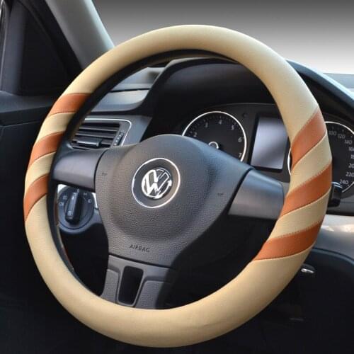 Medium38cm Car Steering-wheel Cover Superfine leather Universal Car-styling Sport Auto Steering Wheel Covers Anti-Slip