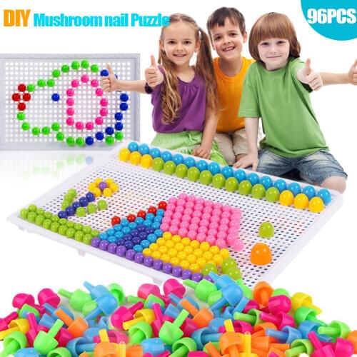 Children Toys Puzzle Peg Board With 96 Mushroom Pegs Model Kits Educational Building Toy for Kids Gift Random Color UD88