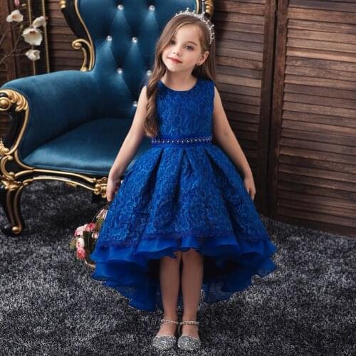 3-13Y Toddler Baby Girls Party Dress Flowers Lace Ruffles Sleeveless Knee Length Tutu Dress Princess