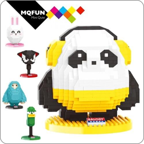 BALODY Creator Series Anine Panda Mike Mini Diamond Building Blocks Cute Cartoon Panda 3D Molde Bricks Kids Christmas Gift