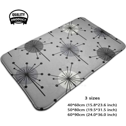Atomic Era Sputnik Starburst Flowers Gray Door Mat Foot Pad Home Rug Mid Century Modern Atomic Age Atomic Era 1950 1950S 20Th