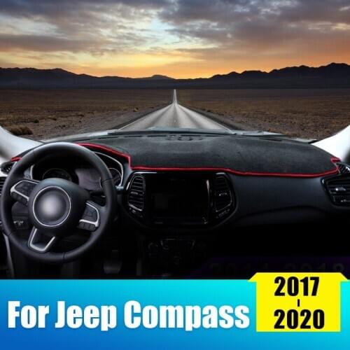 Car Dashboard Avoid Light Pad Instrument Platform Desk Cover Mats Carpets For Jeep Compass 2017 2018 2019 2020 Accessories