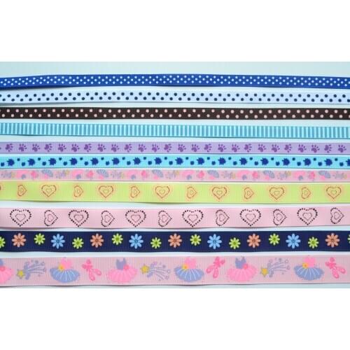 5 Yards Multi Mixed Printed Grosgrain Ribbons Garment Sewing Hairbows Gift Wrapping Christmas Ribbons Scrapbooking Decoration