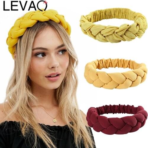 LEVAO Winter Braided Headband Warm Headwrap for Women Headdress Braid Padded Turban Headbands Hair Band Soft Hair Accessories