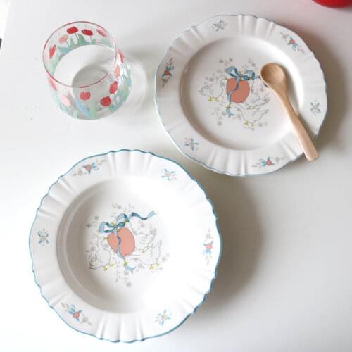 INS Small Fresh White Swan Love Dream Plate/Lovely Soup Plate Dessert Plate