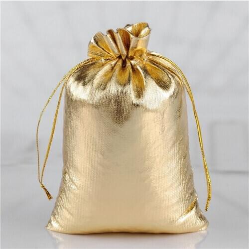 50pcs Golden/Silver Color Drawstring Dust-proof Pouches Jewelry Gift Delicate Soft Smooth Stronge Hot Popular Bag 7X9CM 9X12CM 10X15CM 13x18cm