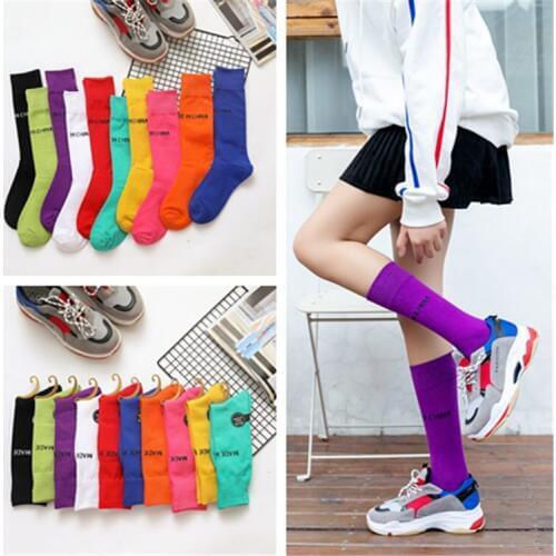 Fashion Printed Letter Stretch Sport Socks Of Women Cozy Soft Cotton Mid Socks Breathable Casual Socks Young Girl/Student Socks
