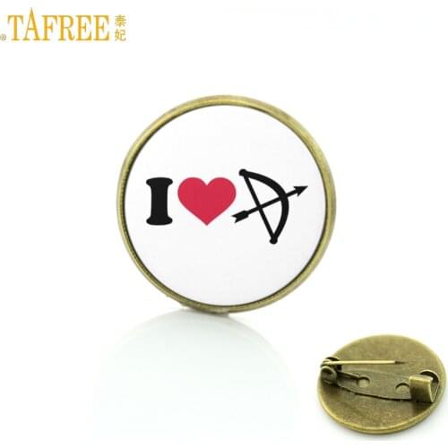 TAFREE Brand I Love Archery brooches vintage fashion men women jewelry high quality casual sports lovers badge pins SP294