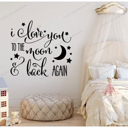 Love You To The Moon Wall Stickers Decal Quote Room Decoration Wall Decals Sticker Vinyl Wallpaper Poster Mural CX2145