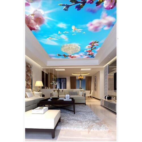 Custom 3d mural wallpaper European style ceilings Peach sky ceiling 3d mural wallpaper Home Decoration