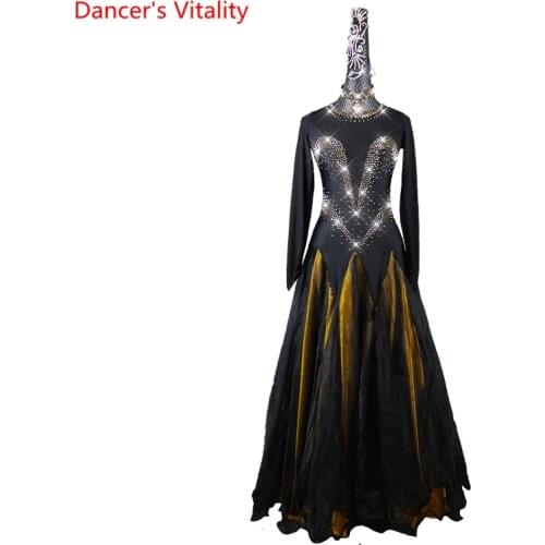 Waltz Dress Diamond-Studded Long-sleeve Performance Clothing High-end Custom Female Adult Ballroom Dancing Competition Clothes