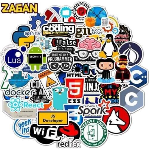 10/30/50pcs Programmer Geek Java Stickers Skateboard Guitar Waterproof PVC Suitcase Freezer Laptop Motorcycle Graffiti Sticker