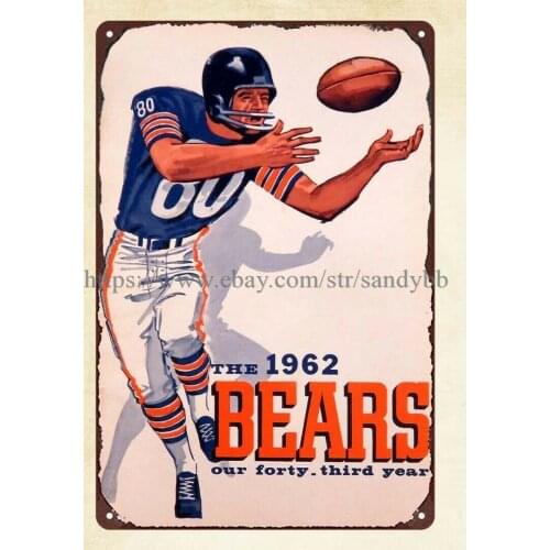 Football Chicago Bears 1962 43rd Forty Third Year Media Schedule metal tin sign