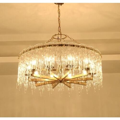 Light Luxury Icicle Chandelier Villa Living Room Club Restaurant Glass Crystal Suspension Lamps Creative Engineering Lamp PA0700