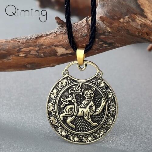Vintage Mens Animal Lion Pendants & Necklaces Viking Slavic Animal Long Vintage Necklace Punk Style Gifts Jewelry Collier Bijoux