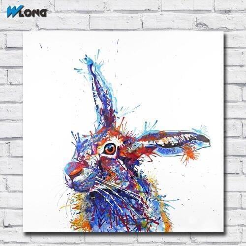Wlong Home Decor Wall Art Pop hare-paintings Oil Painting On Canvas Picture Wall Paintings for Living Room Posters and Prints