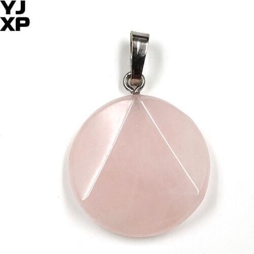 YJXP Vintage Style Silver Plated Star of David Triangle Shape Natural Rose Pink Quartz Pendant