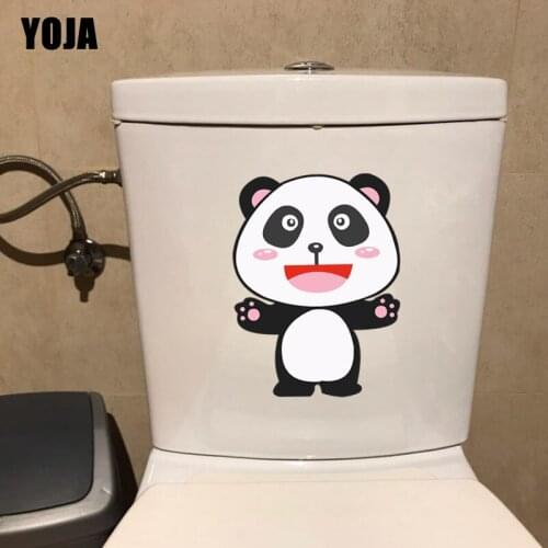 YOJA 16.6X22.1CM Smile Cartoon Panda Toilet Home Decor Wall Sticker Decal T3-1116