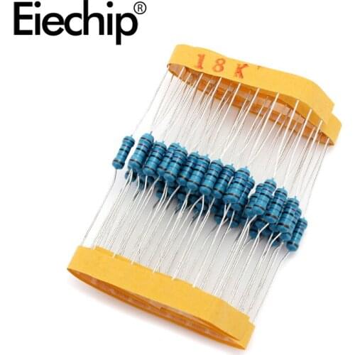 100pcs/lot 0.5W 1 ohm 1% Metal film resistor 1/2W resistance 18K Electronic resistors