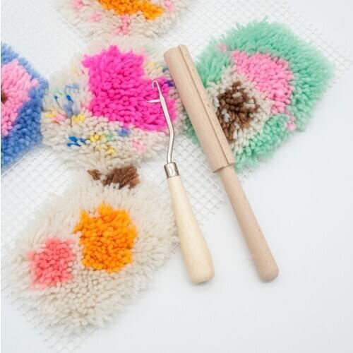 2pcs/set Wooden Latch Hook Yarn Cutter Tool for Tapestry Carpet Rug Making DIY U2JC