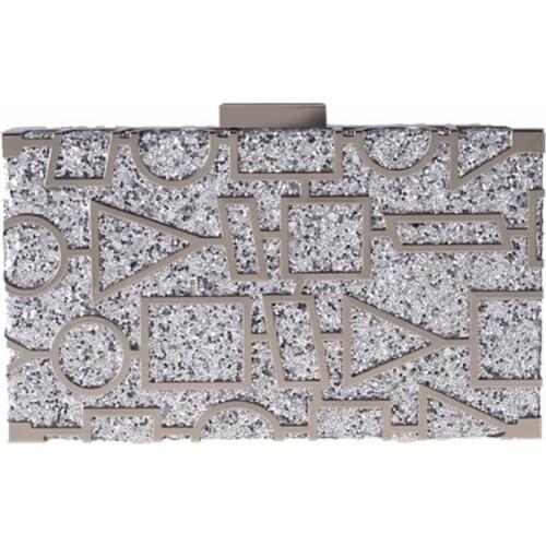 2020 quality women metal evening clutch hollow out banquet bags for ladies bling sequins clutch purse with chain MN1489