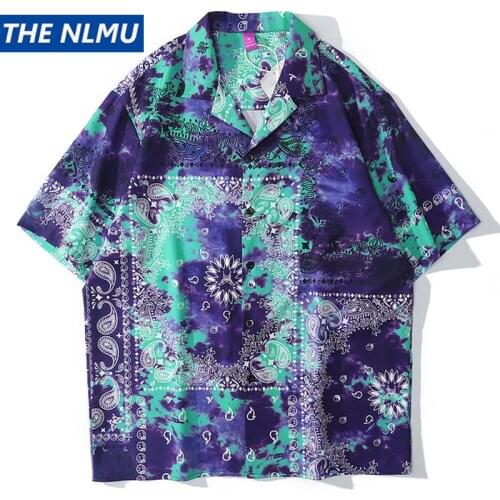 2021 Cashew Flowers Print Shirts Tropical Hawaiian Shirt Streetwear Hip Hop Casual Short Sleeve Beach Shirt Tops Summer WY656
