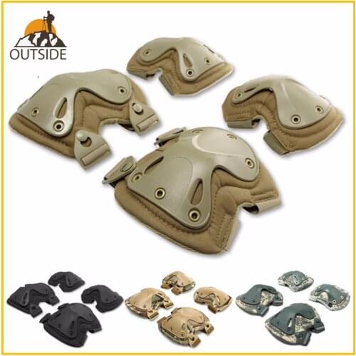 4 PCS Tactical Paintball Accessories Protection Knee Pads & Elbow Pads Set for Outdoor Climbing Skating Training Elbow Kneecap