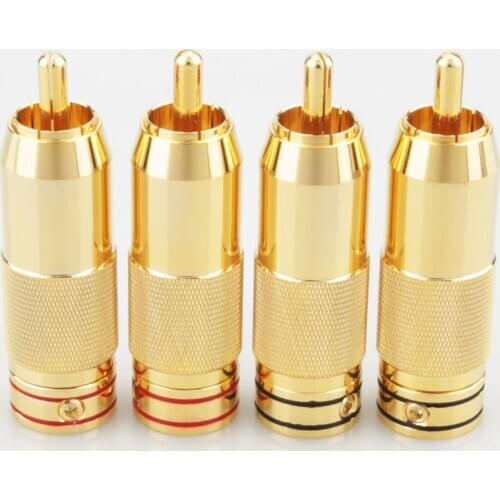 Audiocrast RCA Plug Solder Gold Audio Video Adapter Cable Connector Cable Connector Phono RCA Connetor