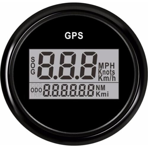 1pc 52mm Black GPS Speedometer Devices 0-999km/h MPH Knots Automobile Digital Odometers 9-32V for Boat Auto with Antenna White