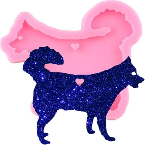 Shiny Akita Dog Silicone Molds Wolf Keychain Epoxy Resin Mold DIY Crafting Keychains Mold Jewelry Making Pendant Necklace Moulds