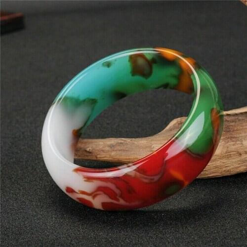 China Hand carving Natural red and white jade Bracelet bangle 61mm