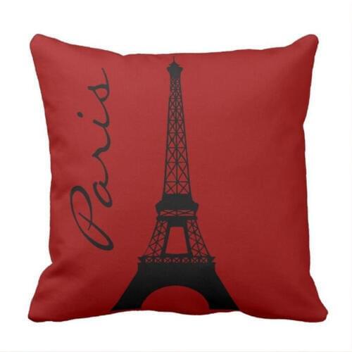 Eiffel Tower Paris Red Throw Pillow case