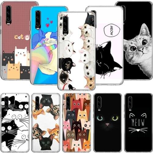 Cat Cute Kitten Cartoon Phone Case For Huawei P30 P40 P20 P10 Mate 20 10 30 Lite Pro P Smart Z Plus Printing Cover Coque Shell