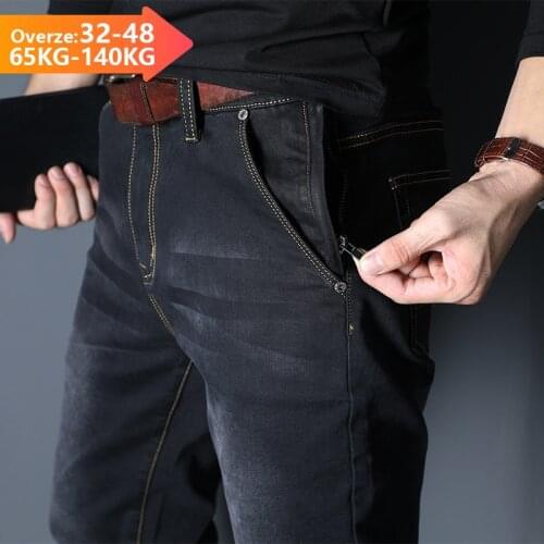 2021 New Baggy Jeans Spring Men Casual Classic Straight Loose Cotton Jeans Male Denim Pants Trousers Oversized Size 27-44 46 48