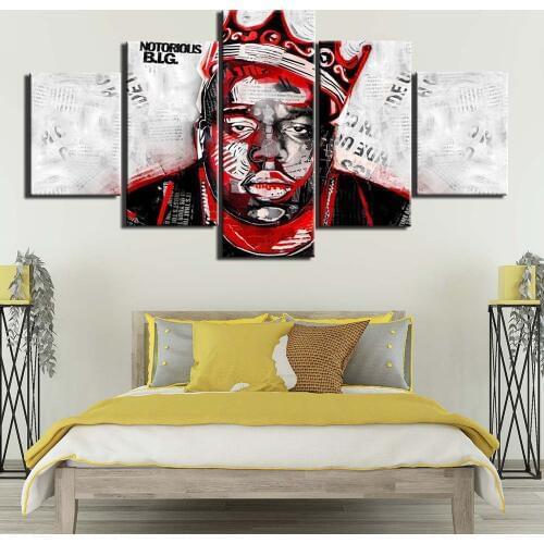 Painting on Canvas The Notorious B I G Famous Person music Posters and Prints 5 Panels Wall Pictures for Living Room Home Décor