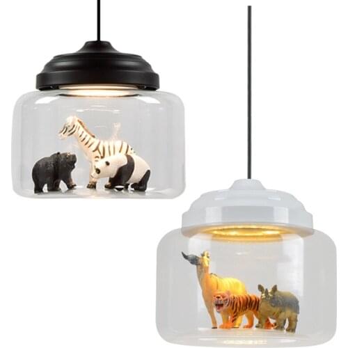 Cartoon Animal Pendant Light for Children Bedroom Living Room Nordic Cafe Hanging Lamps Indoor Home Decor LED Lighting Fixture