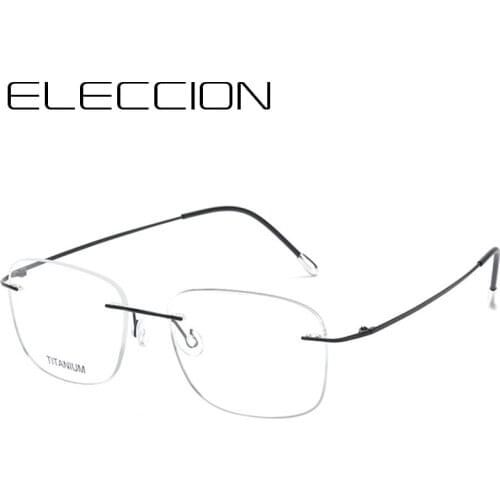 ELECCION Mans Rimless Glasses Optical Prescription Eyewear Ultralight Pure Titanium Classic Frameless Eyeglasses for Men