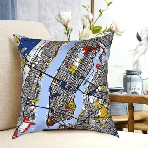 New York Mondrian Map Pillowcase Soft Fabric Cushion Cover Decor Throw Pillow Case Cover Home Square 18