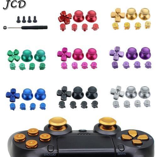 JCD Metal Buttons Set Chrome Analog Thumbsticks For Playstation 4 D-Pad for PS4 Controller Joystick Repair Game Accessories