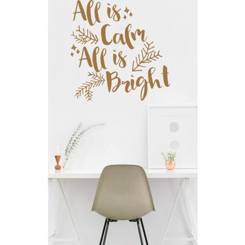 All Is Calm Wall Stickers Quotes Vinyl Decal Home Decor Art Font Wall Decals For Girls Rooms Mural Modern Stylish Unique LC079